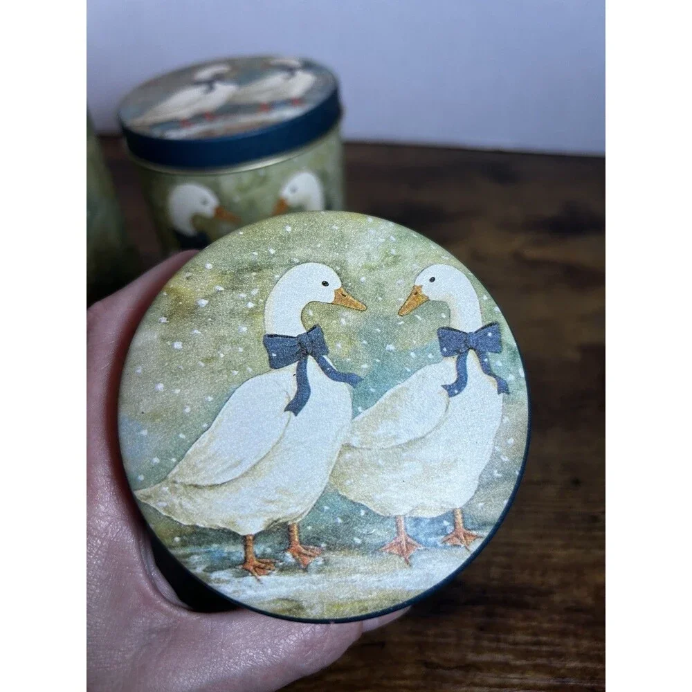Vintage Winter Geese Tins Set of 3 Christmas Around the World Holiday Canisters